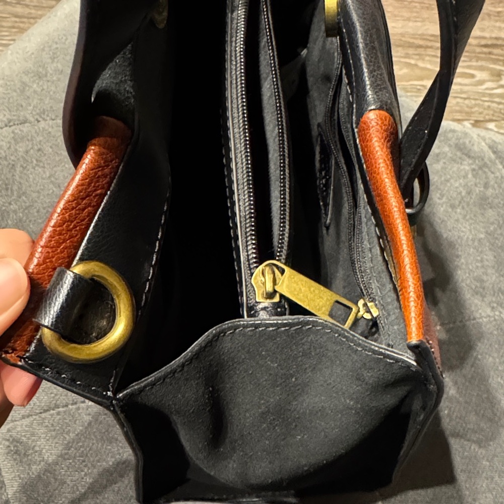 Fossil Two-Tone Black and Brown Leather Tote - Picture 10 of 10
